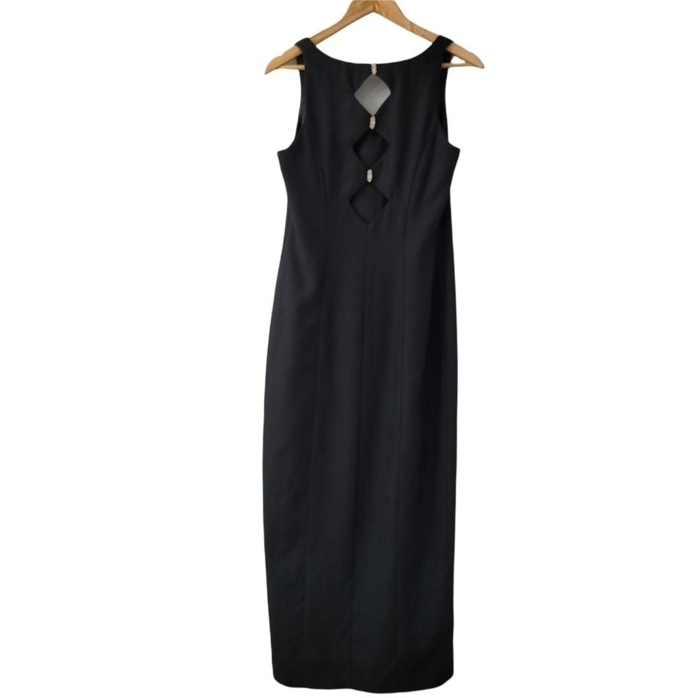 LA bridal vintage long cocktail dress crystal keyhole embellishment formal SZ 12 - Picture 3 of 10